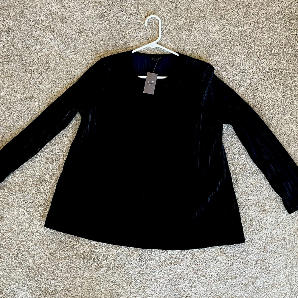 J. JILL NWT Black Velvety Ribbed Top Sz M Long sleeve